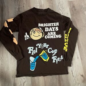 PacSun Brighter Days Are Coming Brown Long Sleeve Graphic Tee - Size small